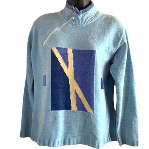 Vintage 🧚‍♀️blue/cream Y2K long sleeve knitted sweater size M